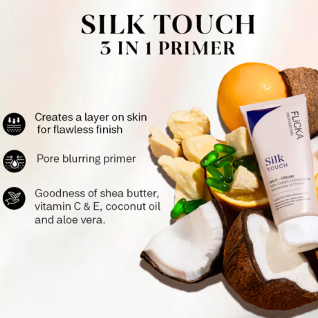 Flicka Silk Touch 3-in-1 Face Moisturizer & Primer | Long-Lasting Dewy Makeup Base