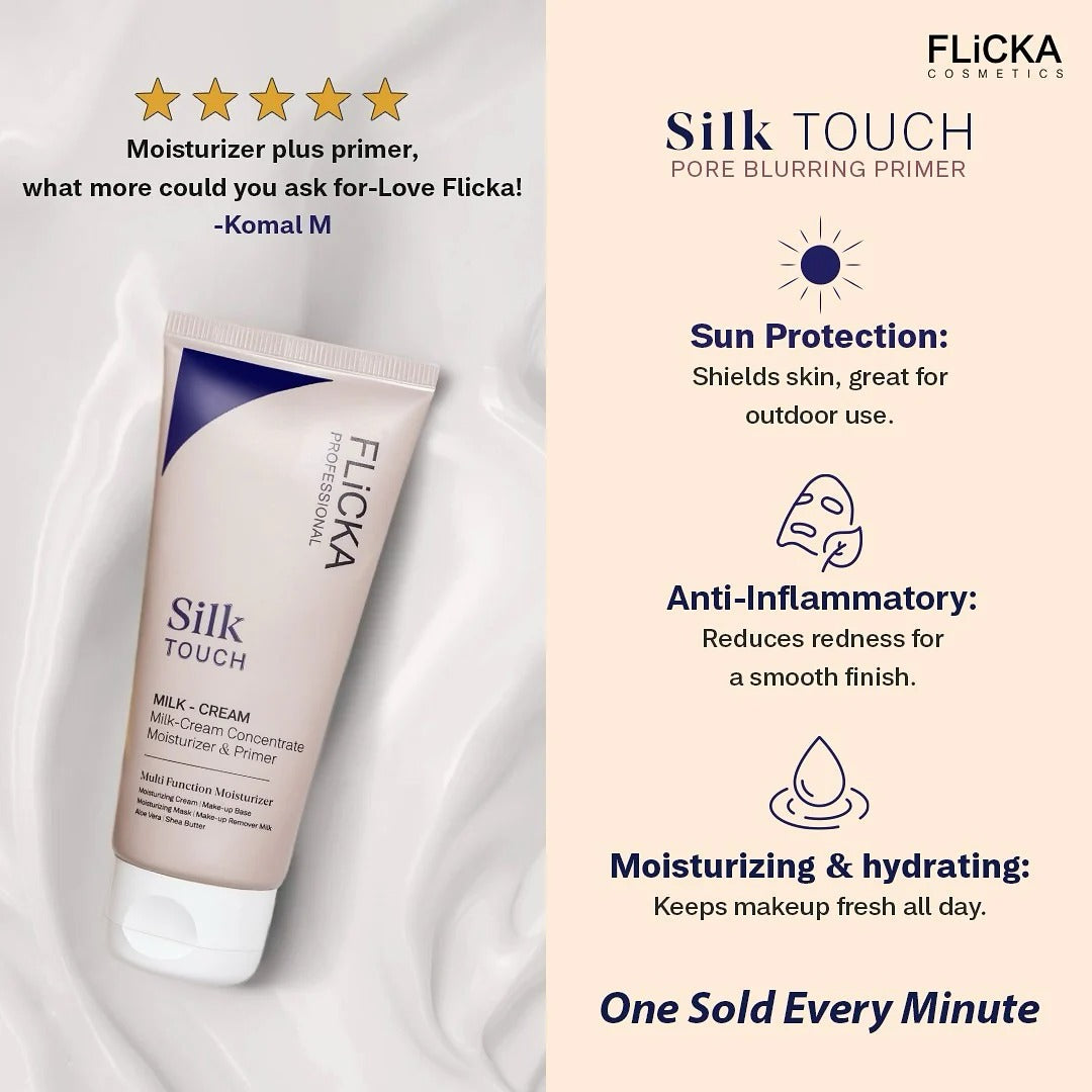 Flicka Silk Touch 3-in-1 Face Moisturizer & Primer | Long-Lasting Dewy Makeup Base